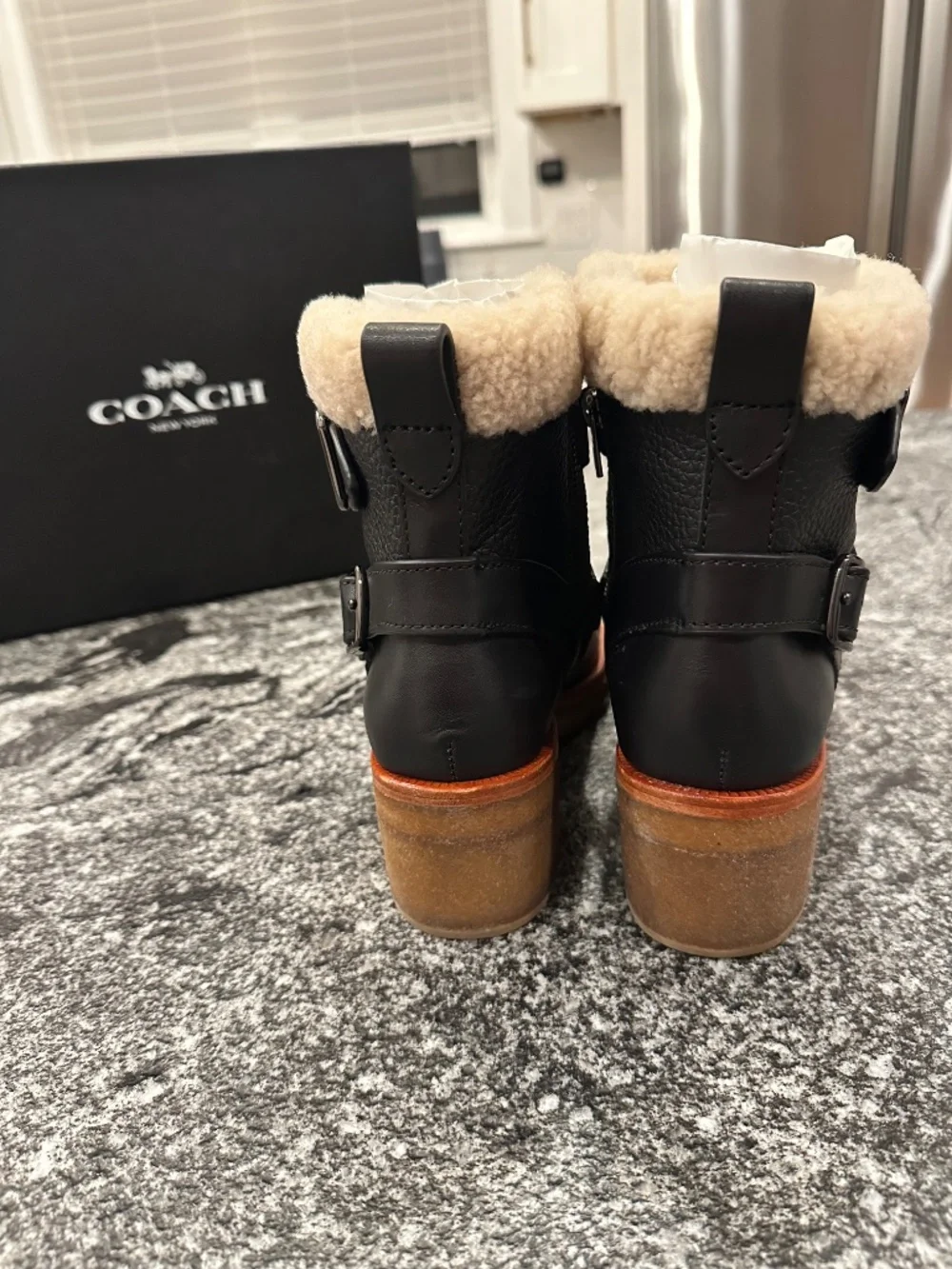 Coach Preston Black Leather Ankle Boots